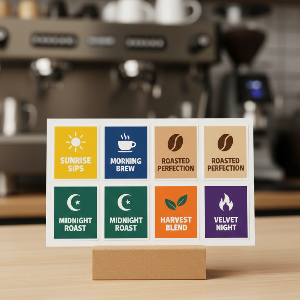Die-cut product sticker design