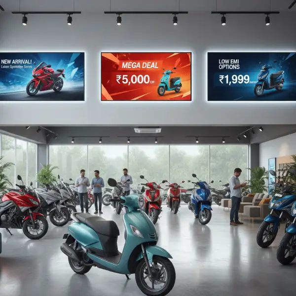 Promotional display board for retail showroom advertising