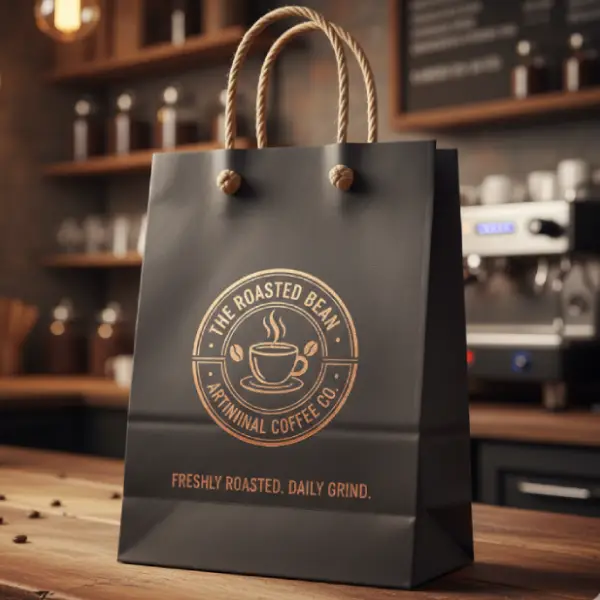 Luxury paper carry bag design with rope handle printing